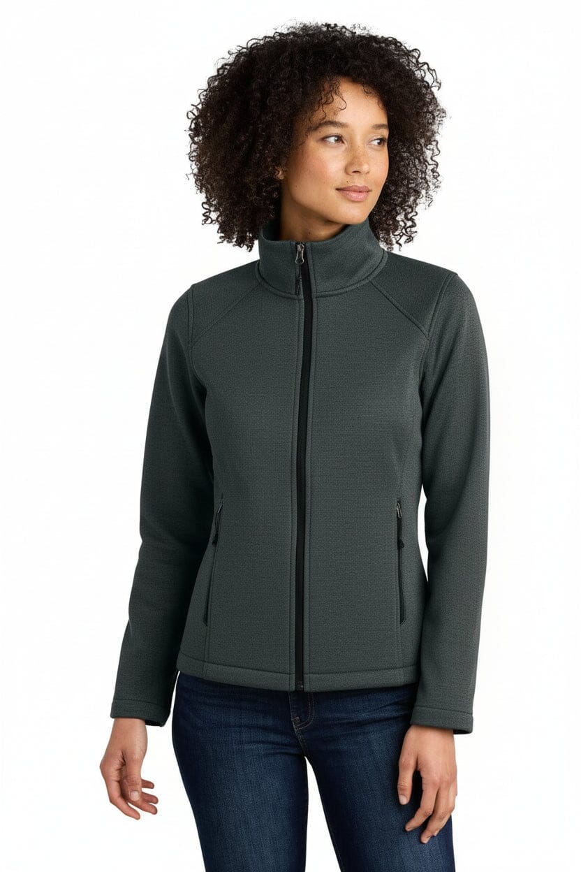 Damen-Softshelljacke mit Brustlogo und Ridgewall-Design Edelherr Dunkelgrau meliert S