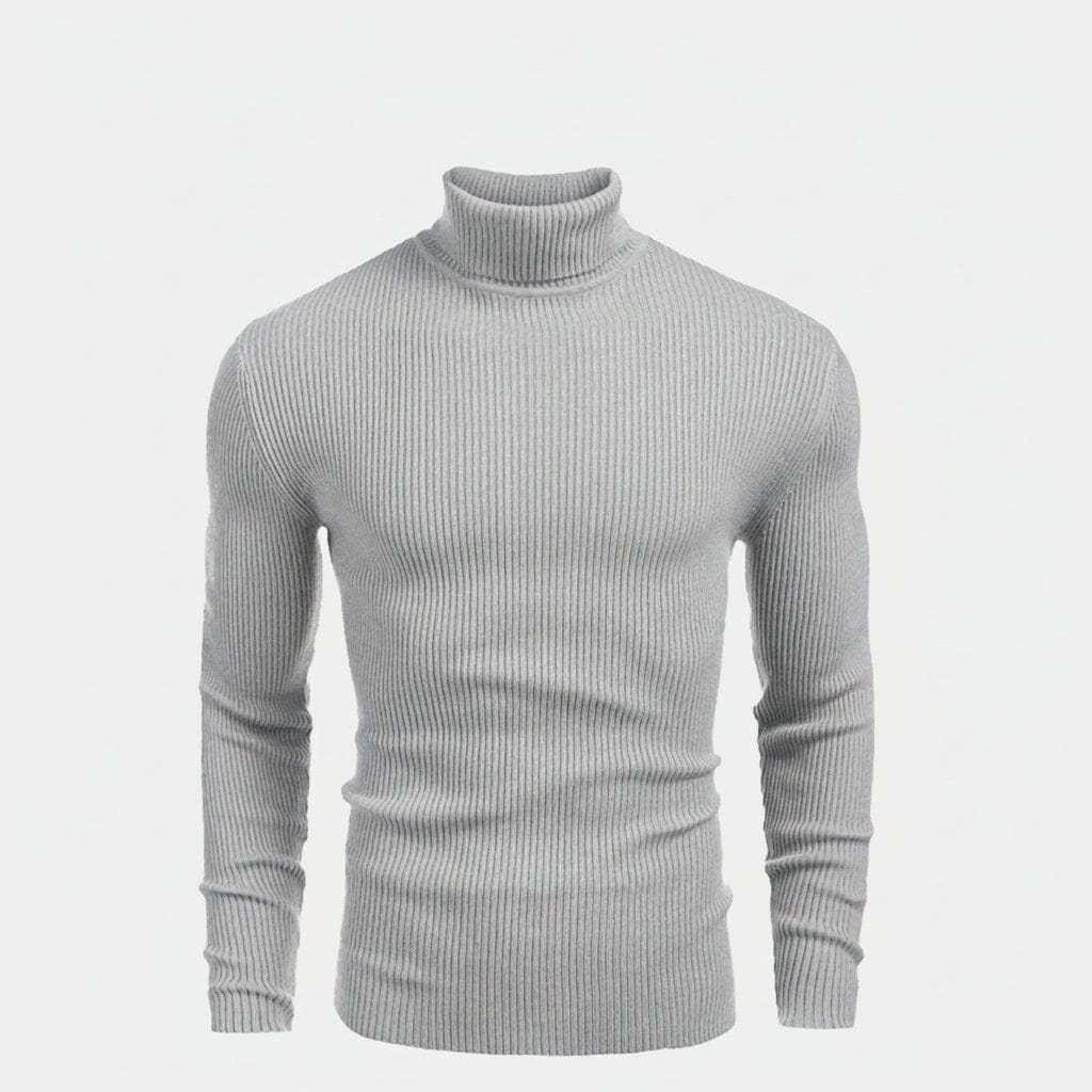 Rollkragenpullover aus Zopfmuster aus Wolle Edelherr Grau S