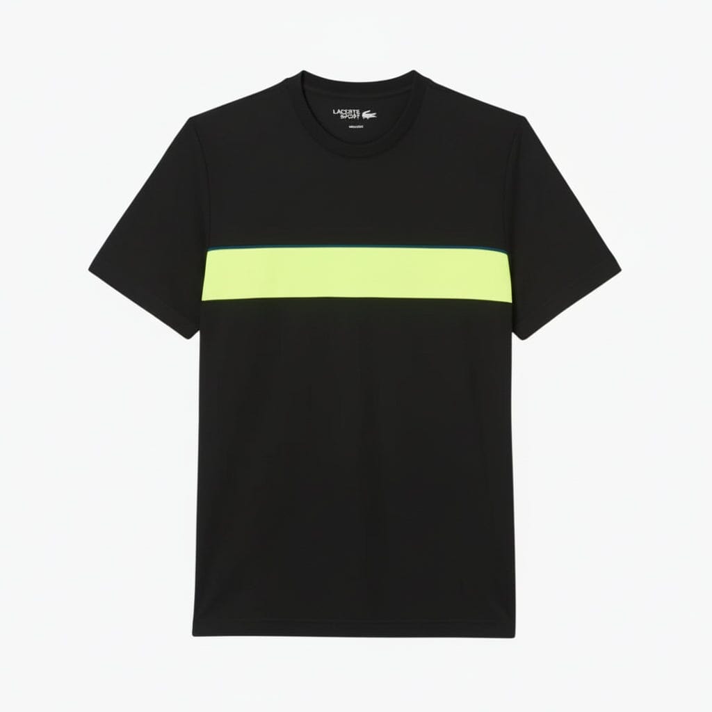 Ultra Dry bedrucktes Tennis-T-Shirt Edelherr Schwarz / auffälliges Gelb S