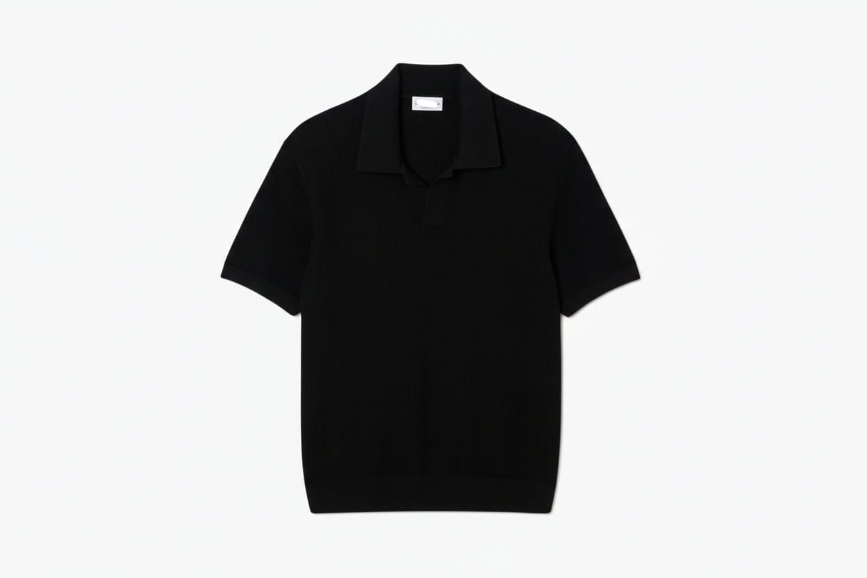 Baumwollmischung Pullover mit offenem Polokragen Edelherr Schwarz S 