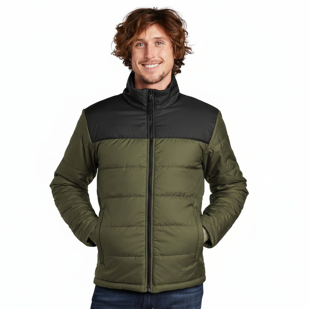 Brustlogo Alltags-Isolierjacke Edelherr Gebranntes Olivgrün S 