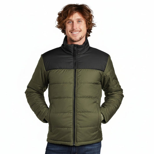 Brustlogo Alltags-Isolierjacke Edelherr Gebranntes Olivgrün S 