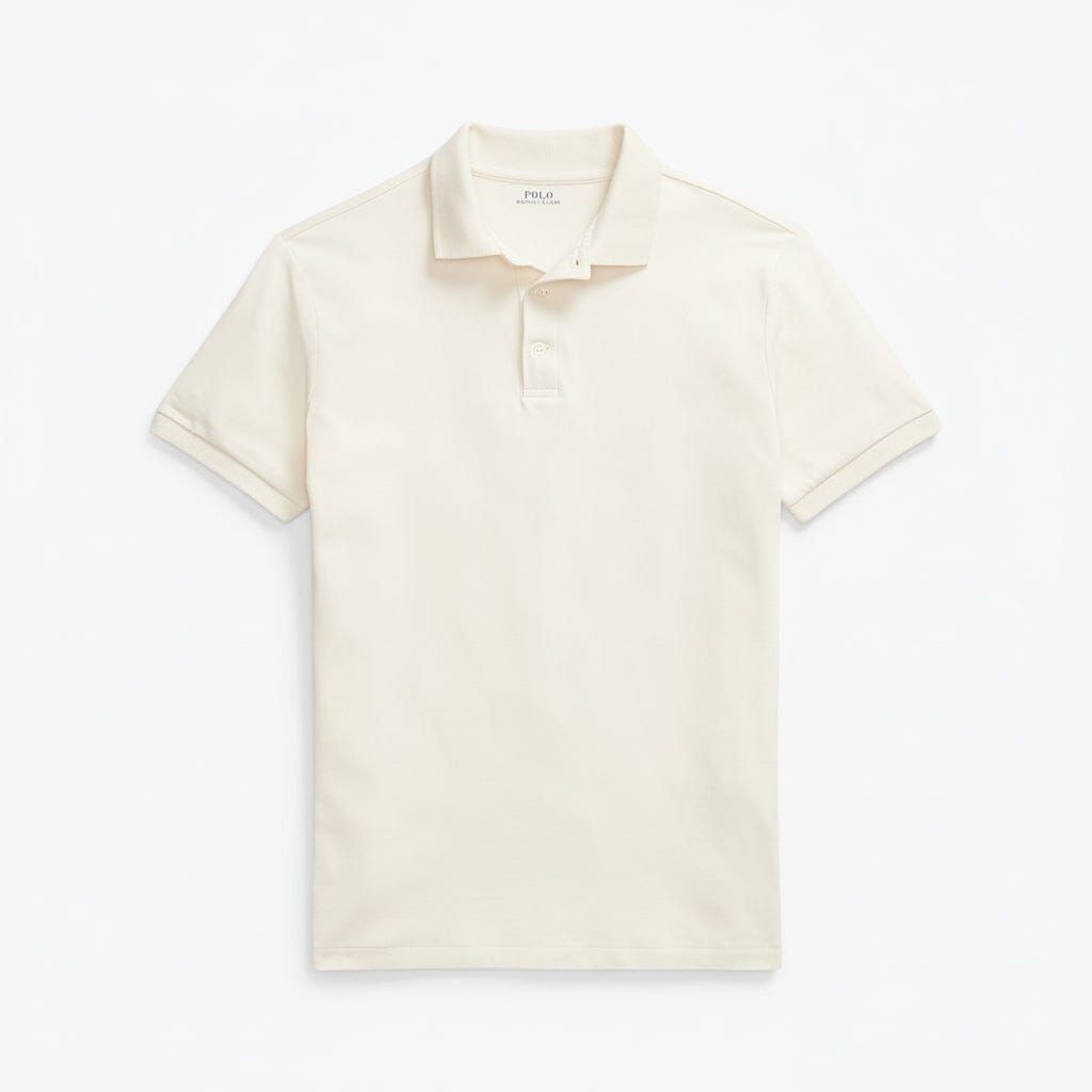 Custom Slim Fit Stretch-Mesh-Polohemd Edelherr Creme S 