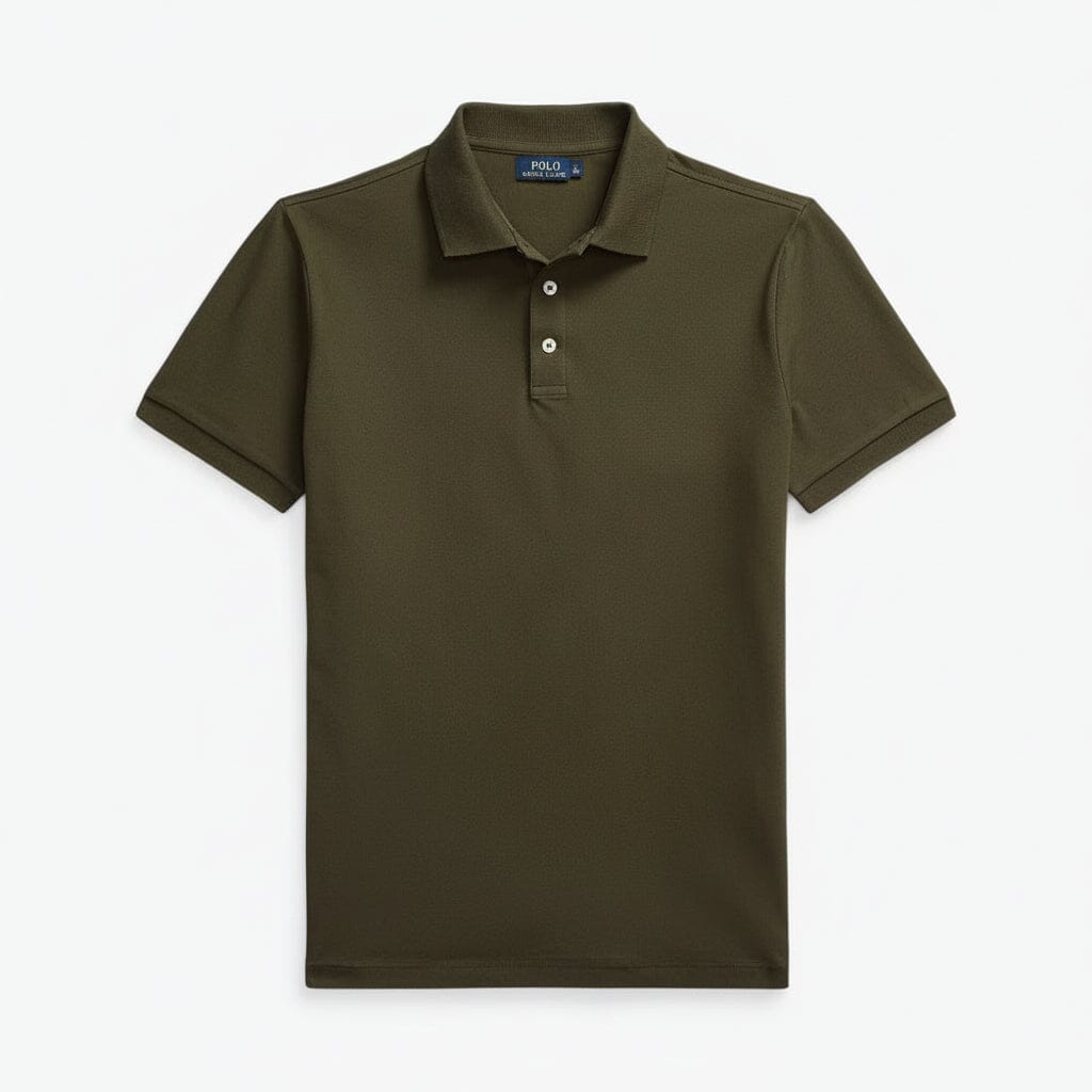 Custom Slim Fit Stretch-Mesh-Polohemd Edelherr Firma Olive S 