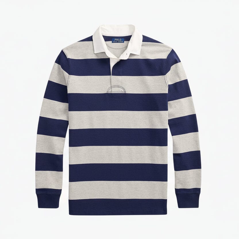 Das legendäre Rugby-Shirt Edelherr Newport Marineblau/Grau S 
