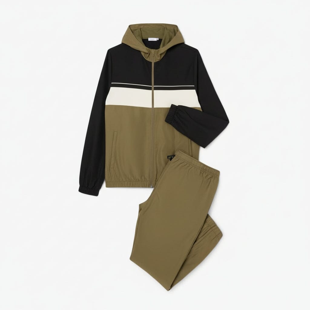 Diamond Taffeta Sport-Trainingsanzug Edelherr Khakigrün / Schwarz / Weiß S 