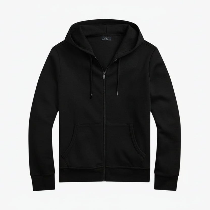 Doppelstrick-Kapuzenpullover mit durchgehendem Reißverschluss Edelherr Schwarz S 