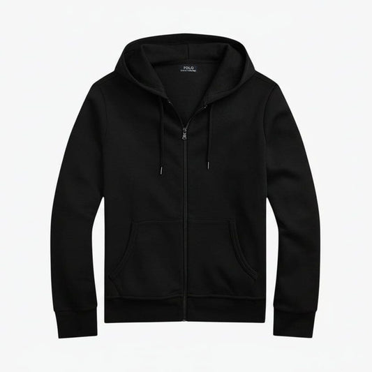 Doppelstrick-Kapuzenpullover mit durchgehendem Reißverschluss Edelherr Schwarz S 