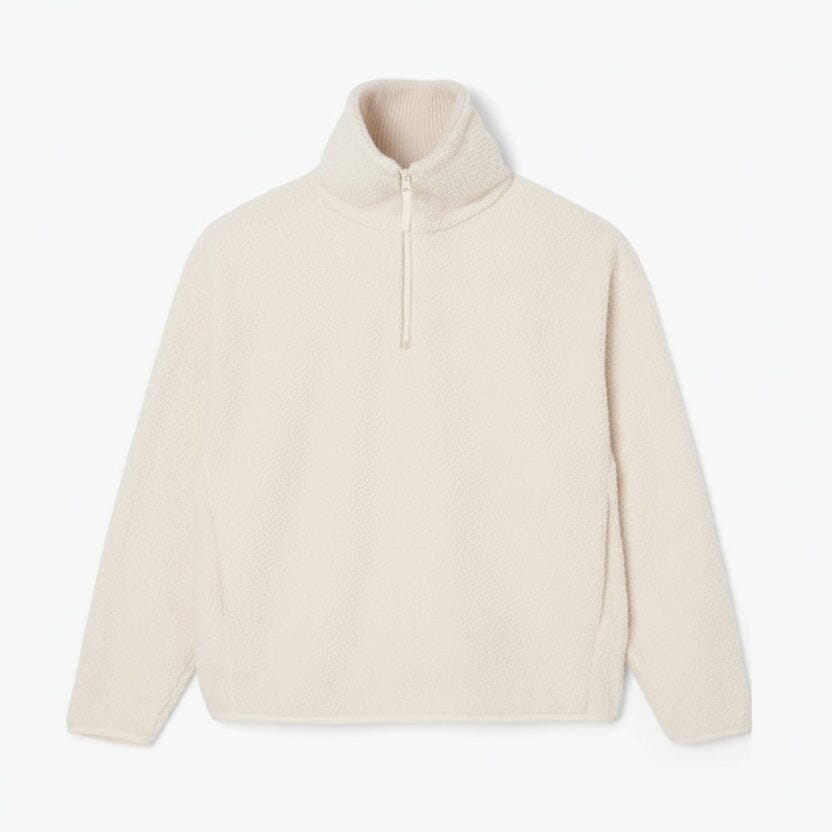 Fleece-Sweatshirt mit hohem Reißverschluss am Kragen Edelherr Weiß S 