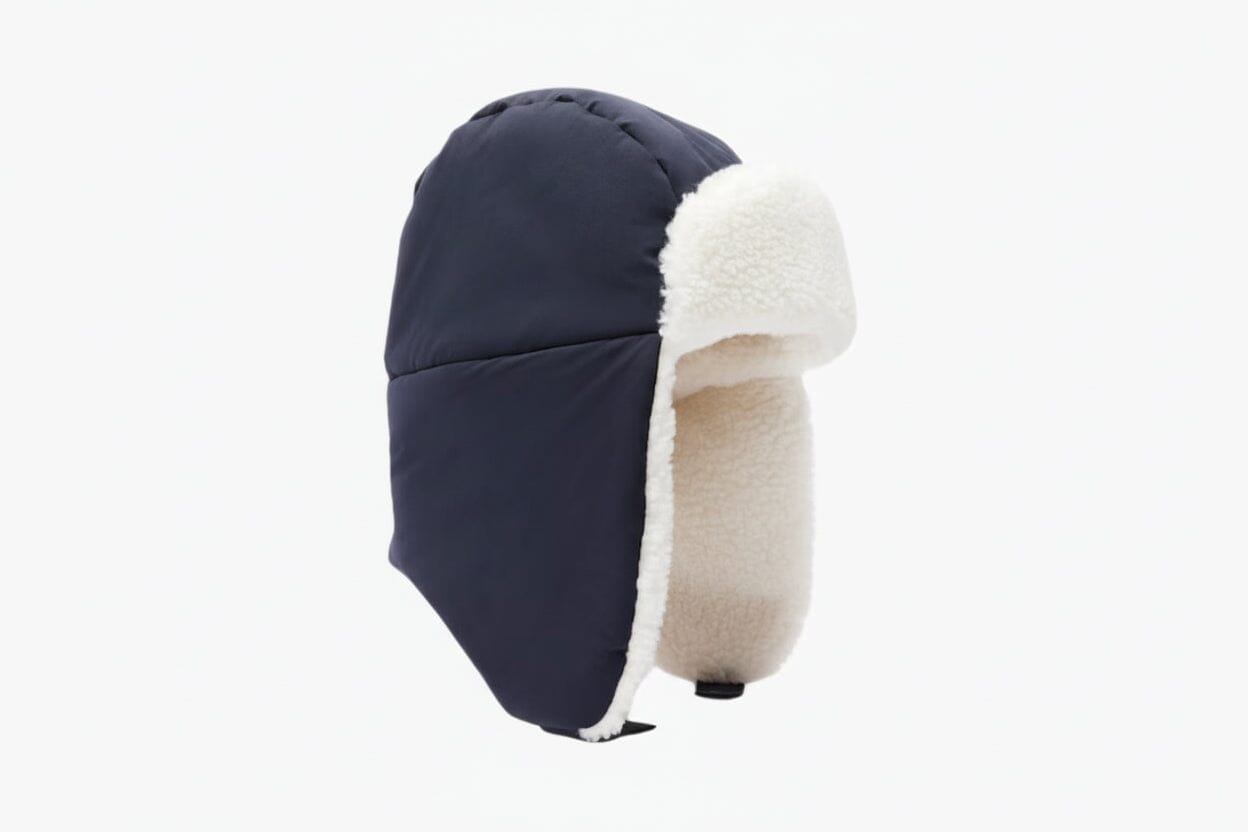 Fleecegefütterte, wasserabweisende Chapka Edelherr Marineblau / Weiß 