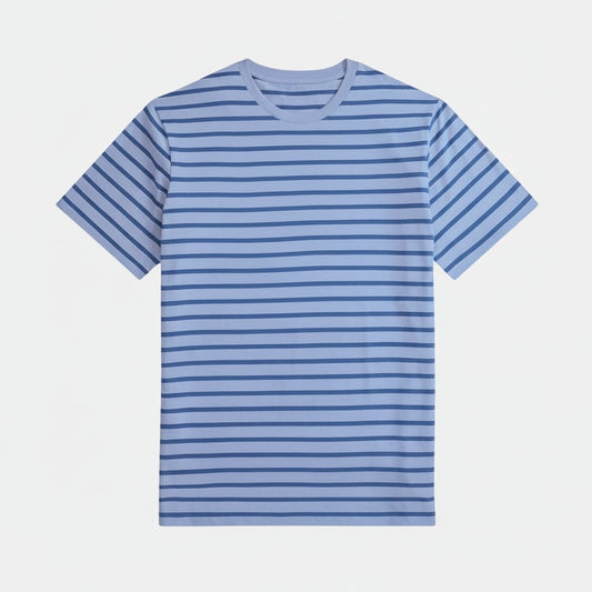 Gestreiftes Jersey-T-Shirt mit Rundhalsausschnitt Edelherr Blau/Altkönigsblau S 