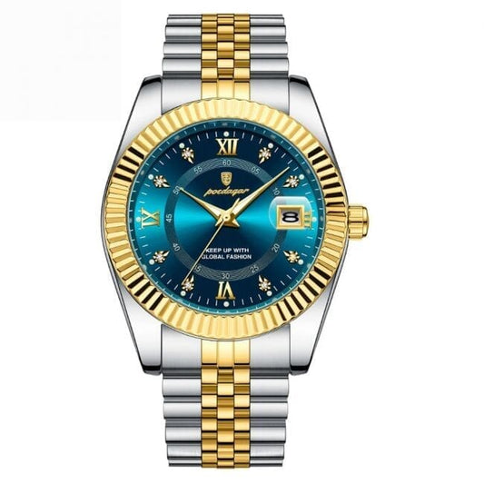 GoldenStar – 40-mm-Uhr | Wasserdicht | Edelstahl Edelherr Blau 