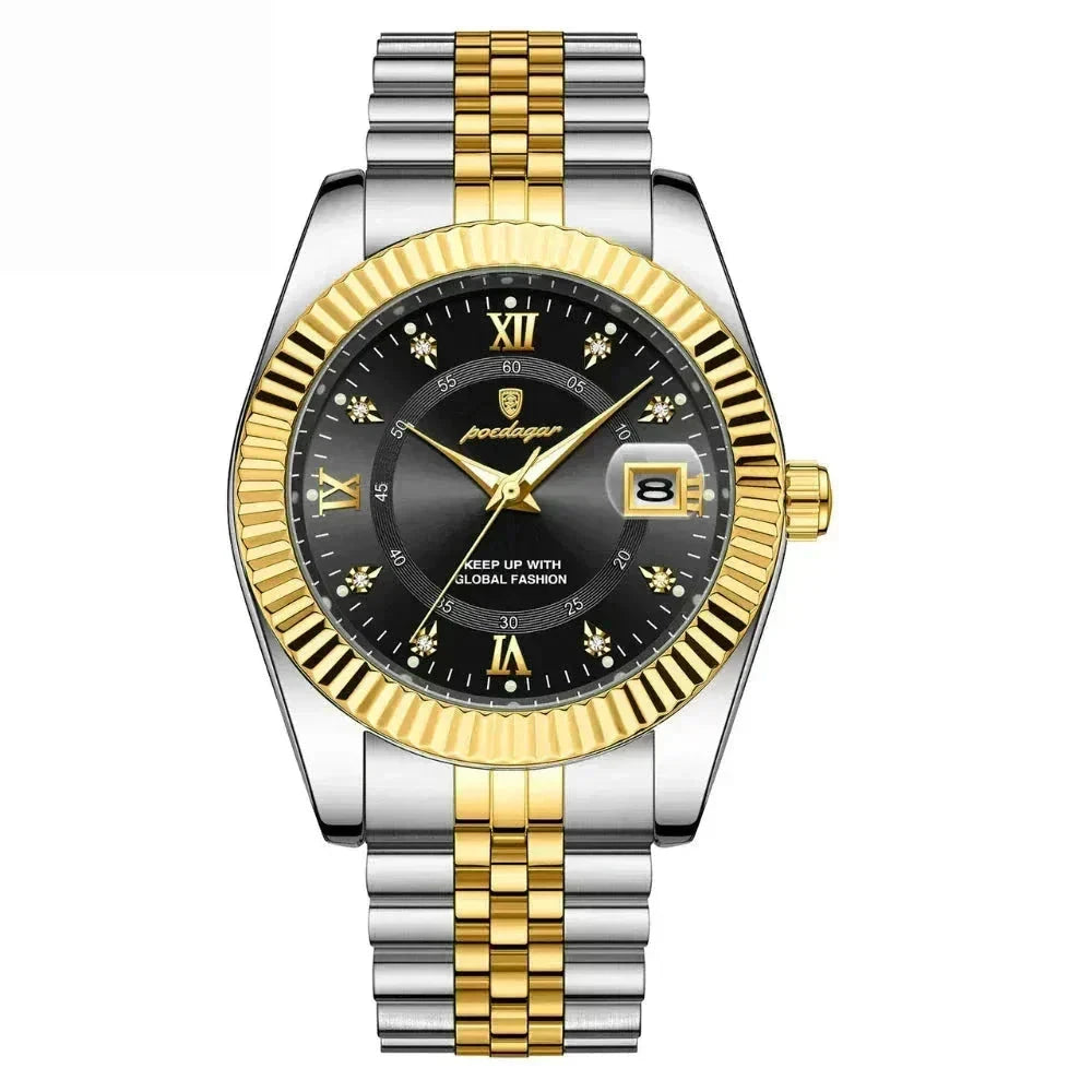 GoldenStar – 40-mm-Uhr | Wasserdicht | Edelstahl Edelherr Schwarz 