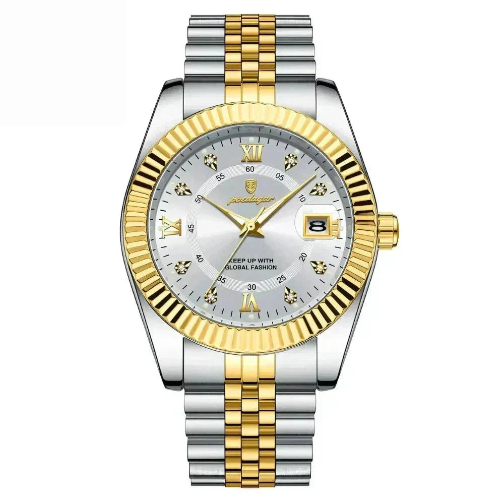 GoldenStar – 40-mm-Uhr | Wasserdicht | Edelstahl Edelherr Weiß 