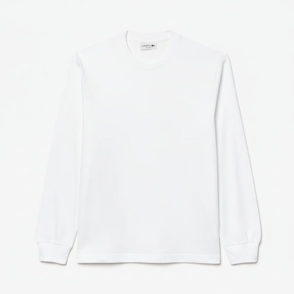 Langarm-Baumwoll-T-Shirt Edelherr Weiß S 