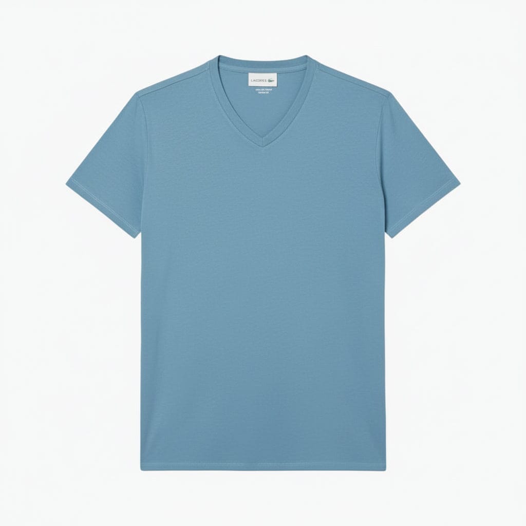 Leichtes Baumwoll-Pima-T-Shirt mit V-Ausschnitt Edelherr Blau S 