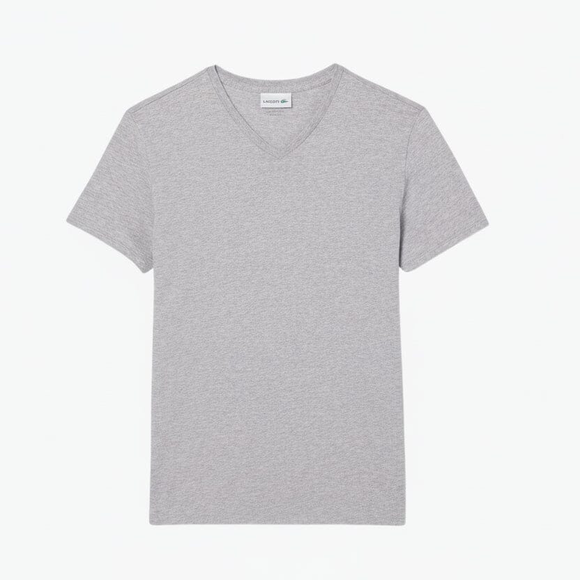 Leichtes Baumwoll-Pima-T-Shirt mit V-Ausschnitt Edelherr Hellgrau S 