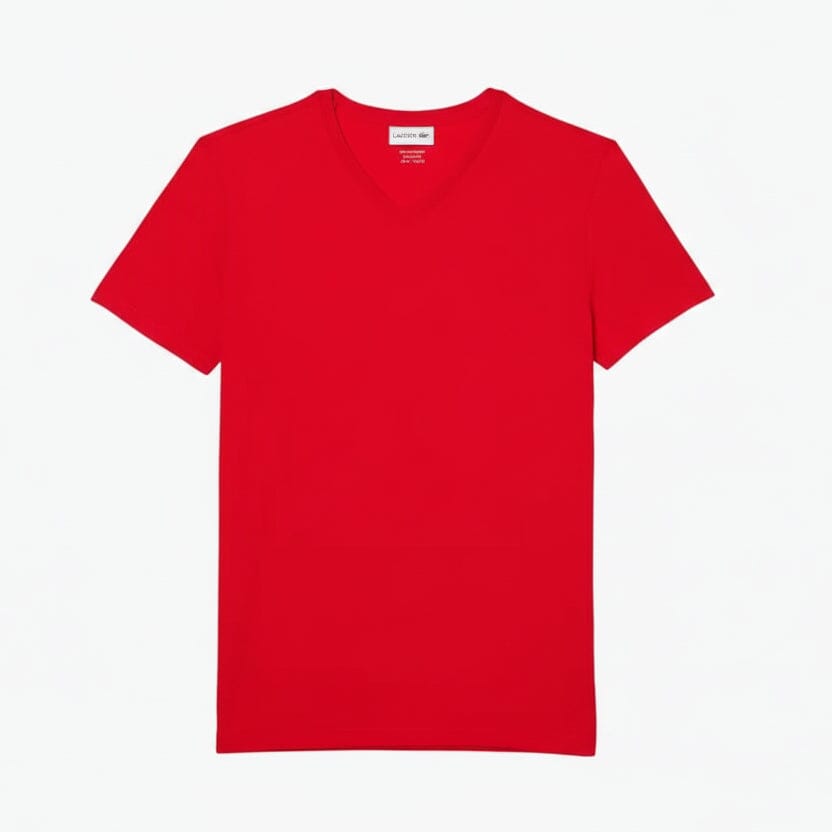 Leichtes Baumwoll-Pima-T-Shirt mit V-Ausschnitt Edelherr Rouge S 