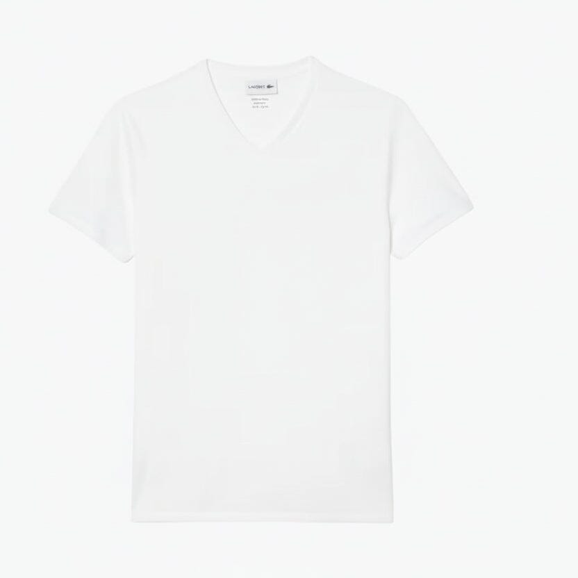 Leichtes Baumwoll-Pima-T-Shirt mit V-Ausschnitt Edelherr Weiß S 