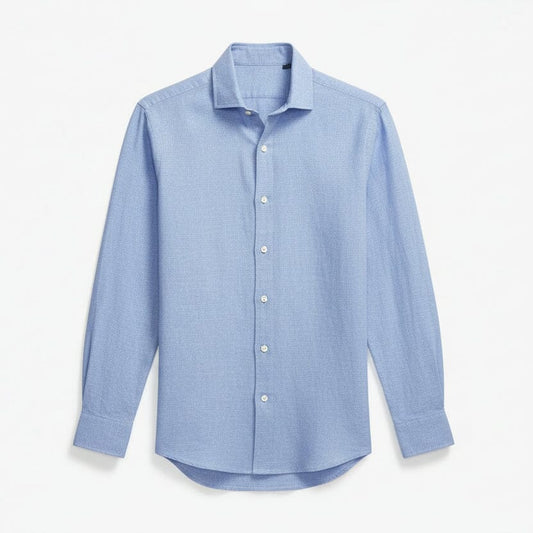 Leinenhemd, maßgeschneiderte Passform Edelherr Blau Weiß S 