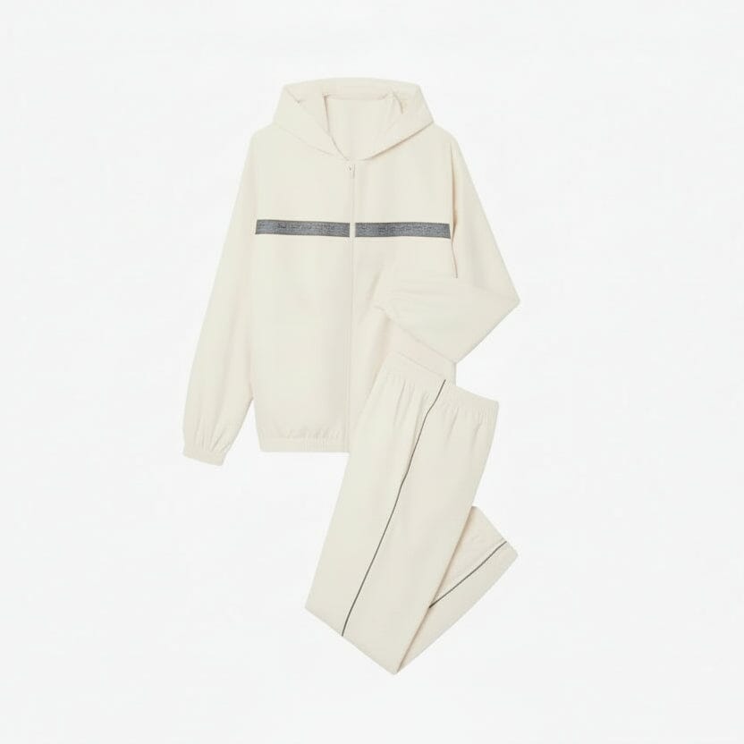 Logo Stripe Tennis-Trainingsanzug Edelherr Weiß S 