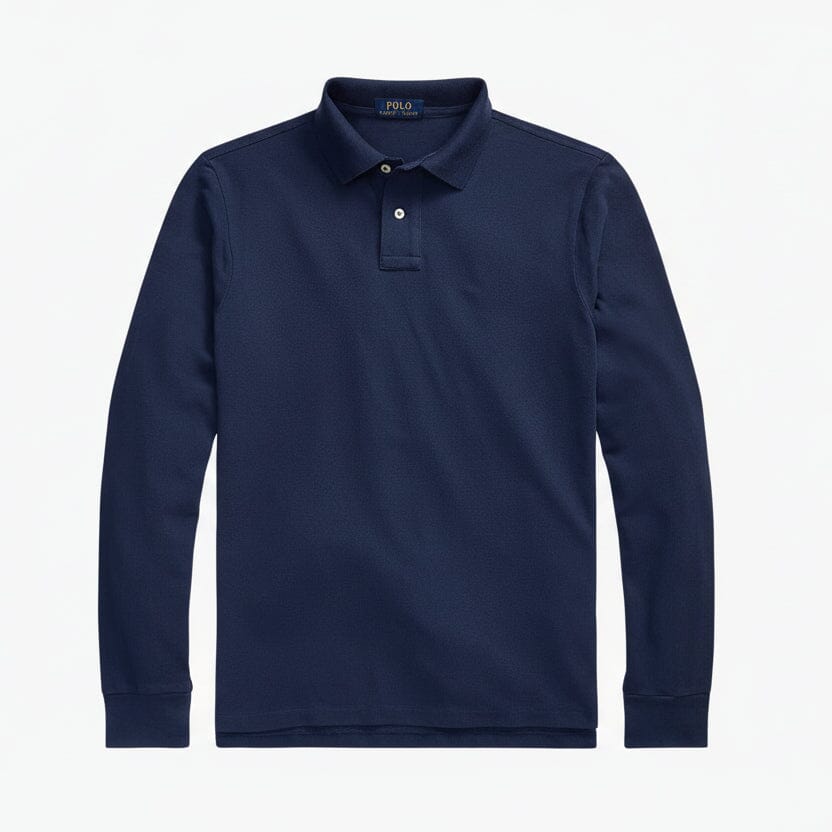 Mesh Langarm-Poloshirt Edelherr Newport Navy S 