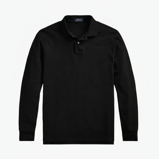 Mesh Langarm-Poloshirt Edelherr Polo Black S 