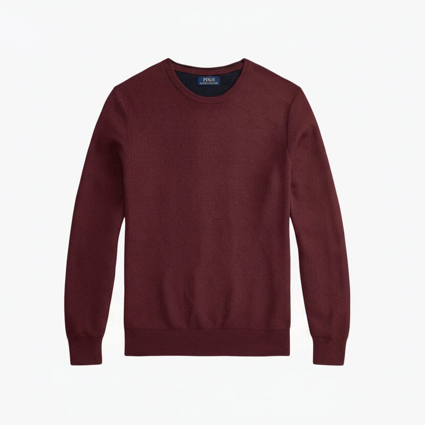 Mesh-Strick-Baumwollpullover mit Rundhalsausschnitt Edelherr 