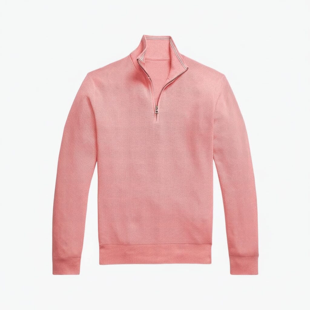 Mesh-Strickpullover aus Baumwolle mit Viertelreißverschluss Edelherr Rose S 