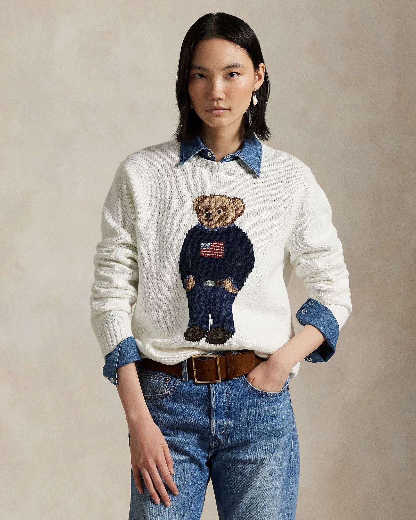 Polo Bear Baumwoll-Leinen-Pullover Edelherr 