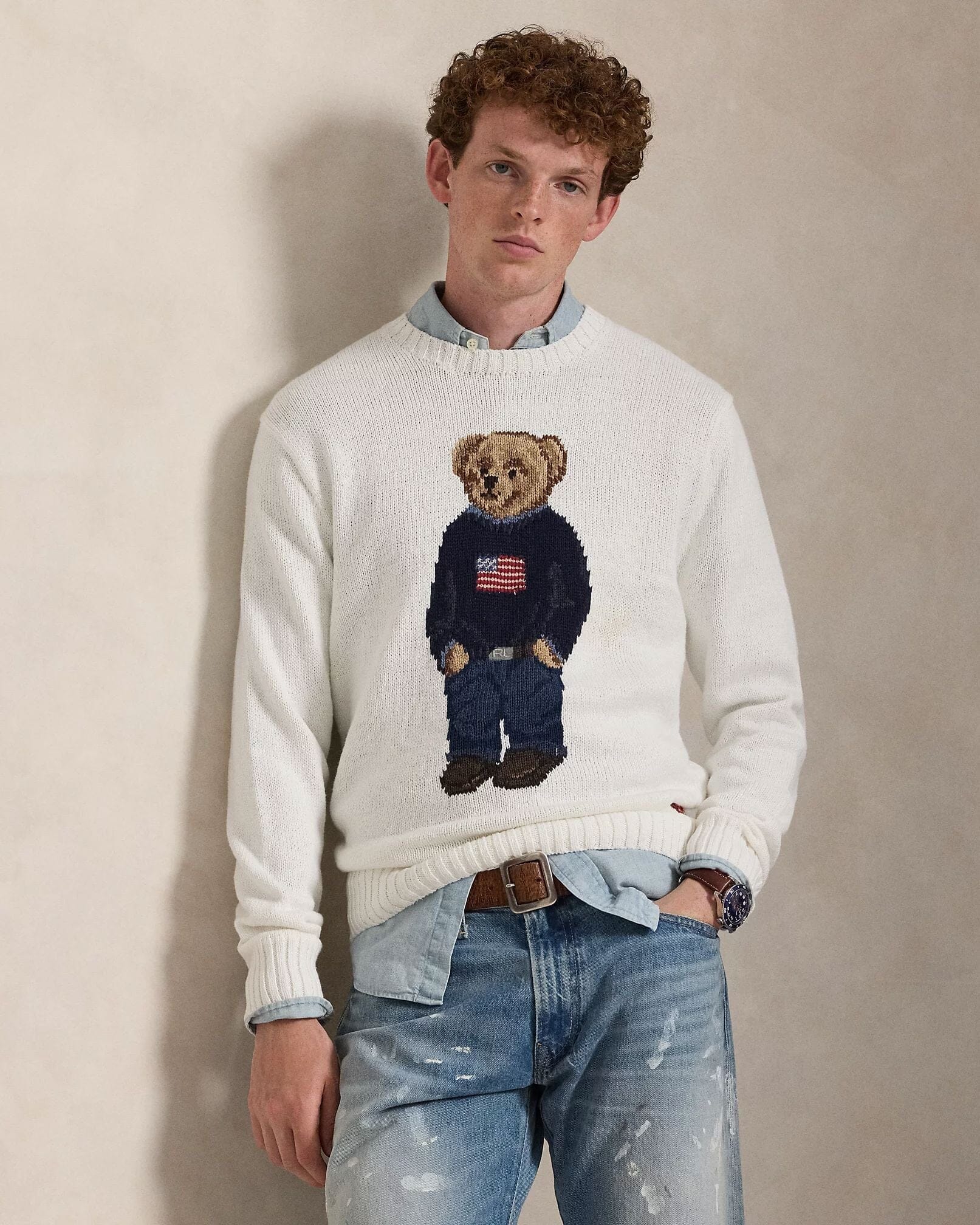 Polo Bear Baumwoll-Leinen-Pullover Edelherr 