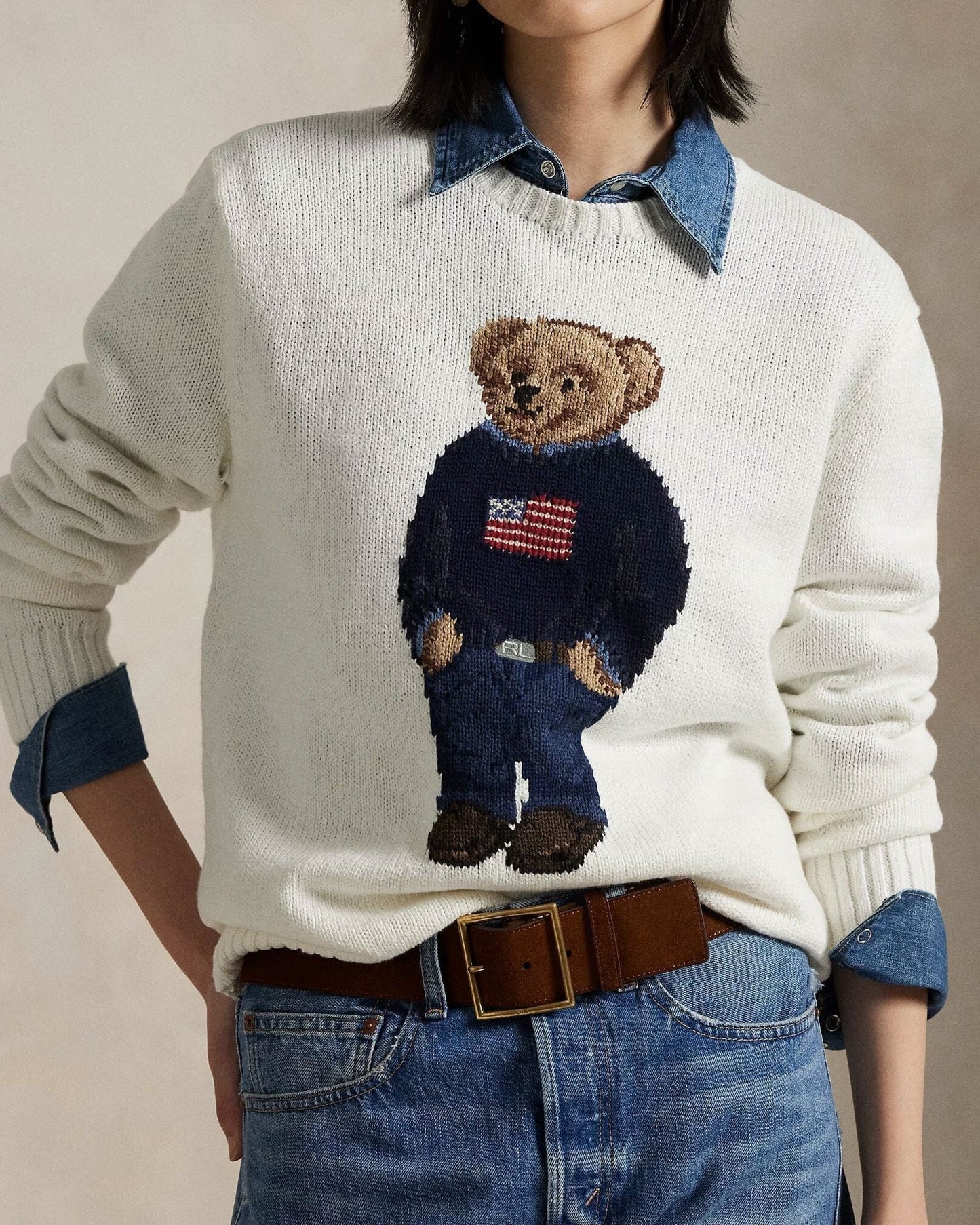 Polo Bear Baumwoll-Leinen-Pullover Edelherr 