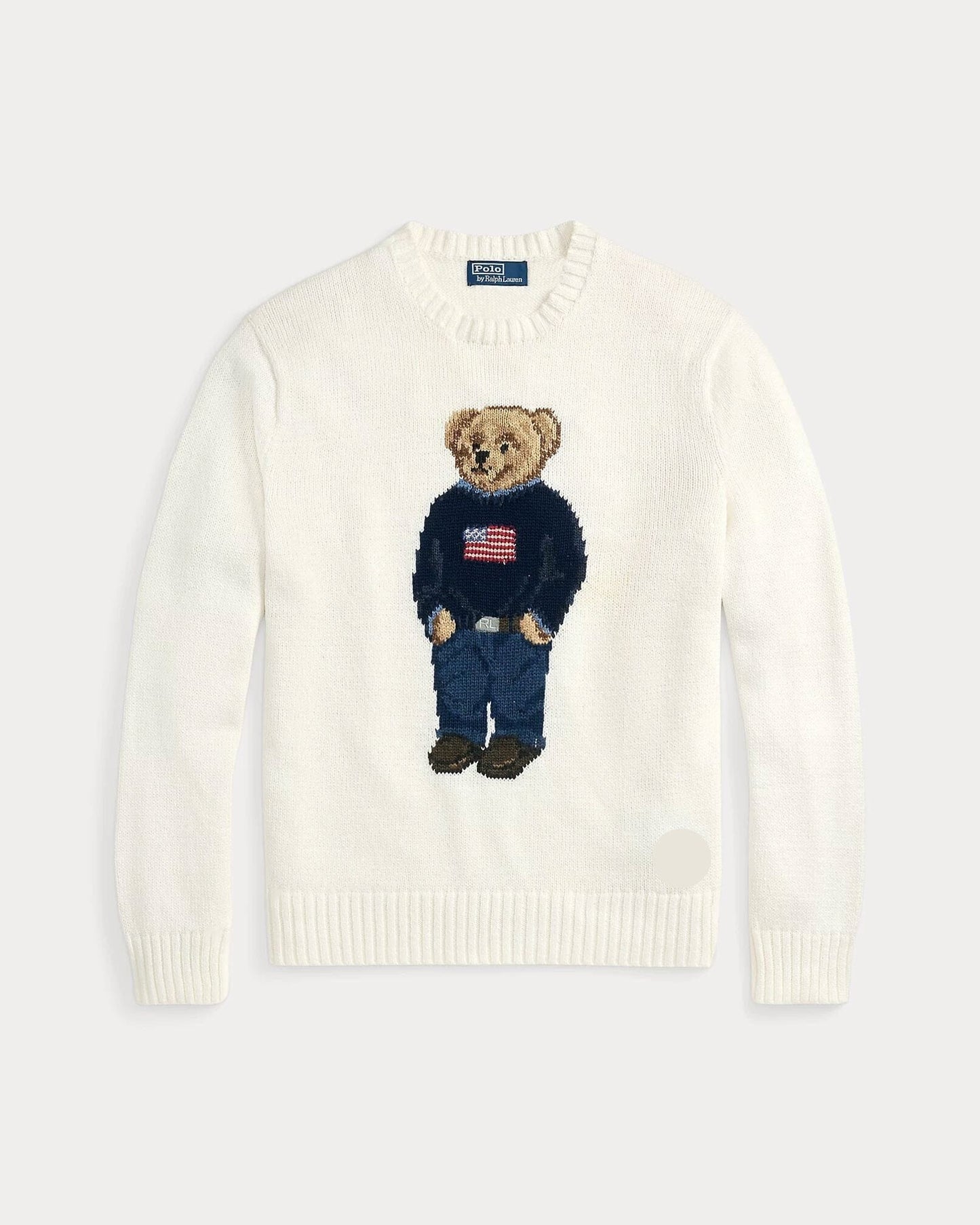 Polo Bear Baumwoll-Leinen-Pullover Edelherr Deckwash-Weiss S 