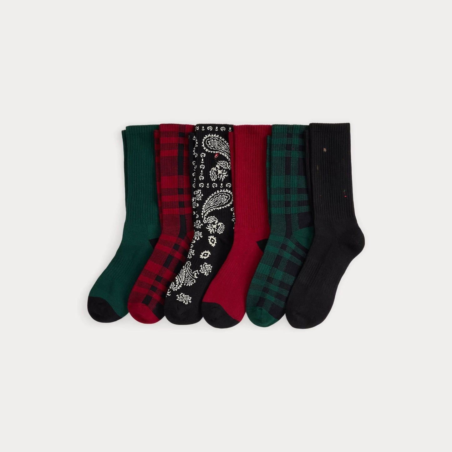 Polo Bear Crew-Socken aus Baumwollmischung, 6er-Pack Edelherr Rot/Grün/Schwarz 