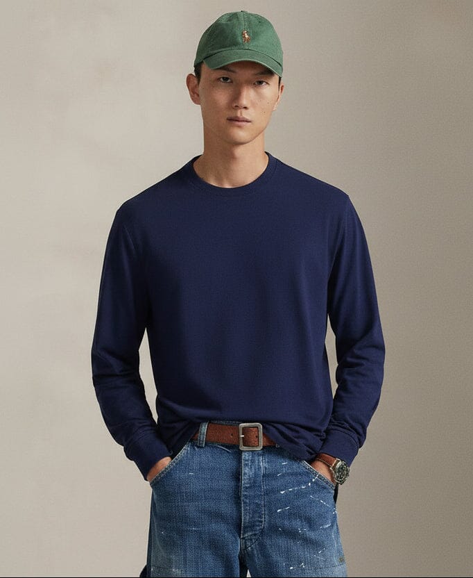 Polo Bear Jersey T-Shirt in klassischer Passform Edelherr Newport Navy/Hudson Valley S 