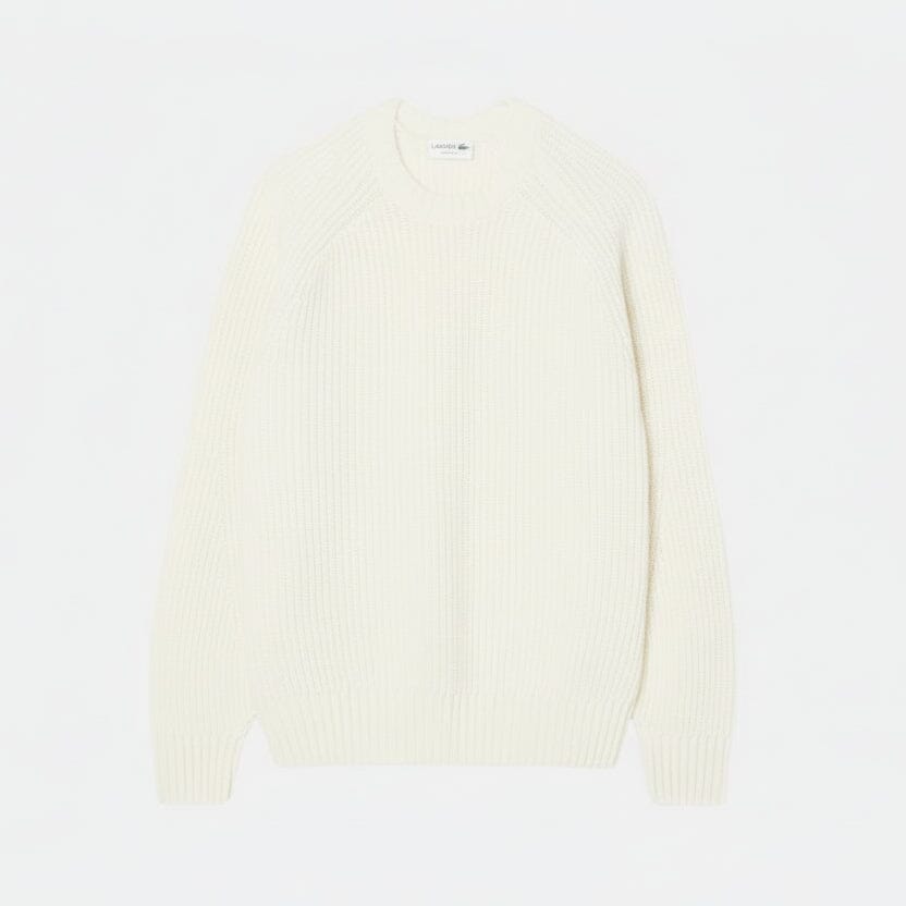 Pullover aus dicker, gekämmter Wolle mit Rundhalsausschnitt Edelherr Weiß S 