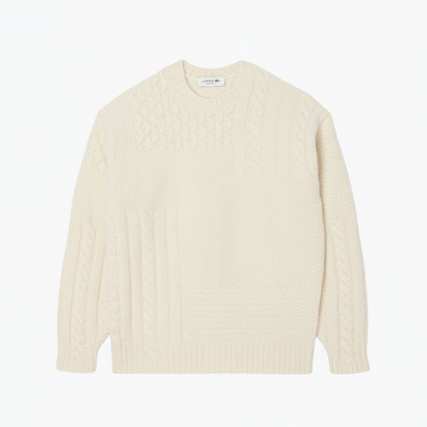 Pullover aus Wolle mit Patchwork-Effekt und entspannter Passform Edelherr Weiß S 