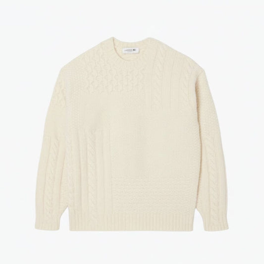 Pullover aus Wolle mit Patchwork-Effekt und entspannter Passform Edelherr Weiß S 