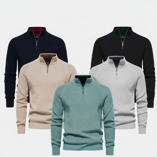 Raffinierter Rippstrick-Pullover mit Reißverschluss Edelherr 