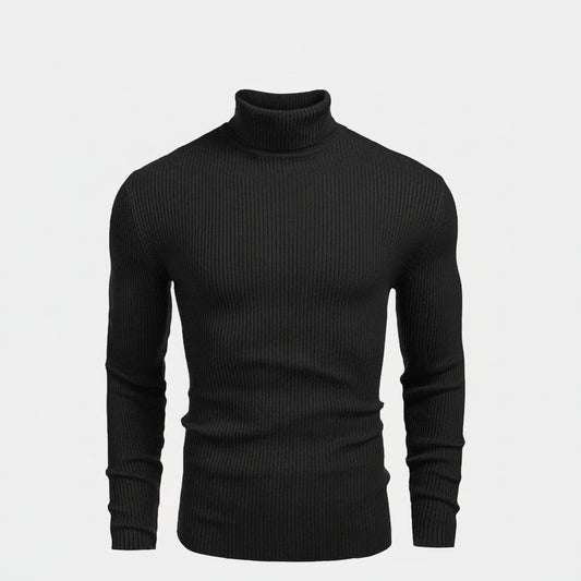 Rollkragenpullover aus Zopfmuster aus Wolle Edelherr Schwarz S 