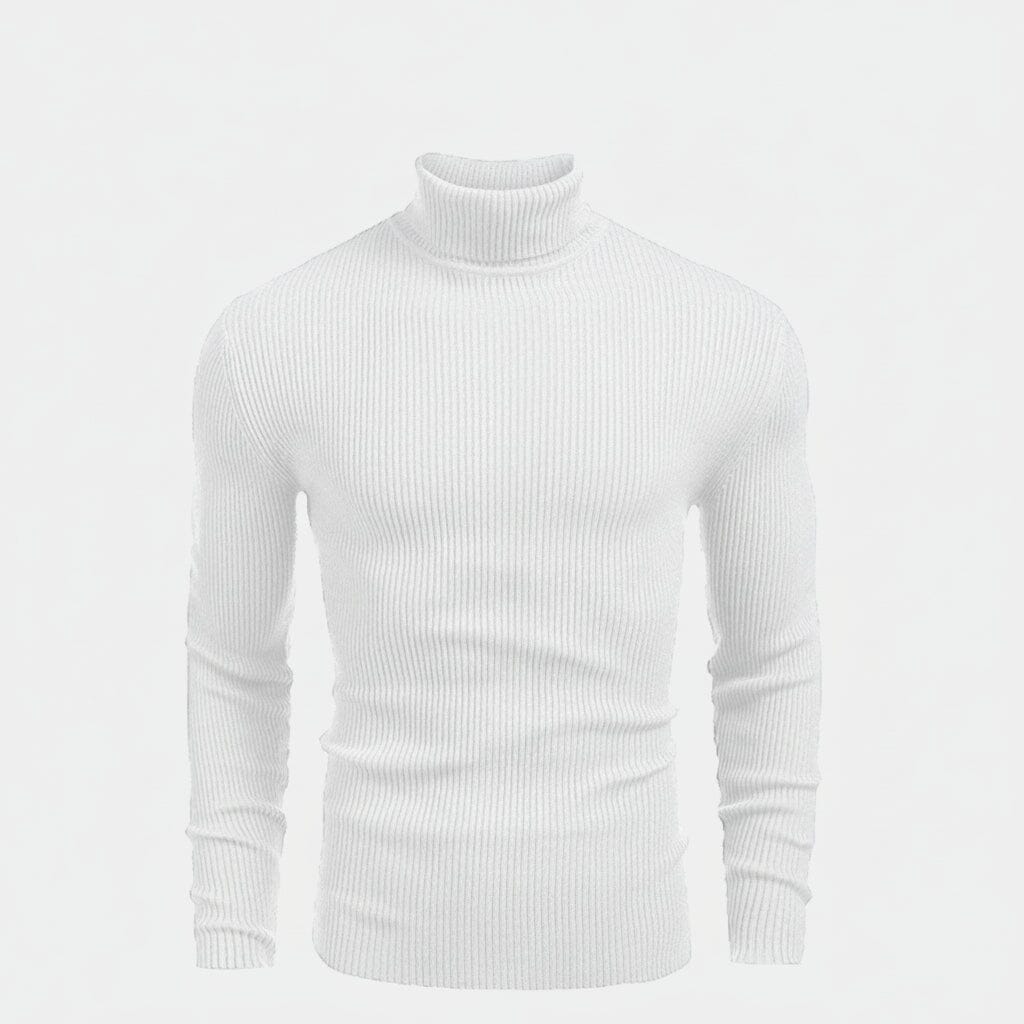 Rollkragenpullover aus Zopfmuster aus Wolle Edelherr Weiß S 