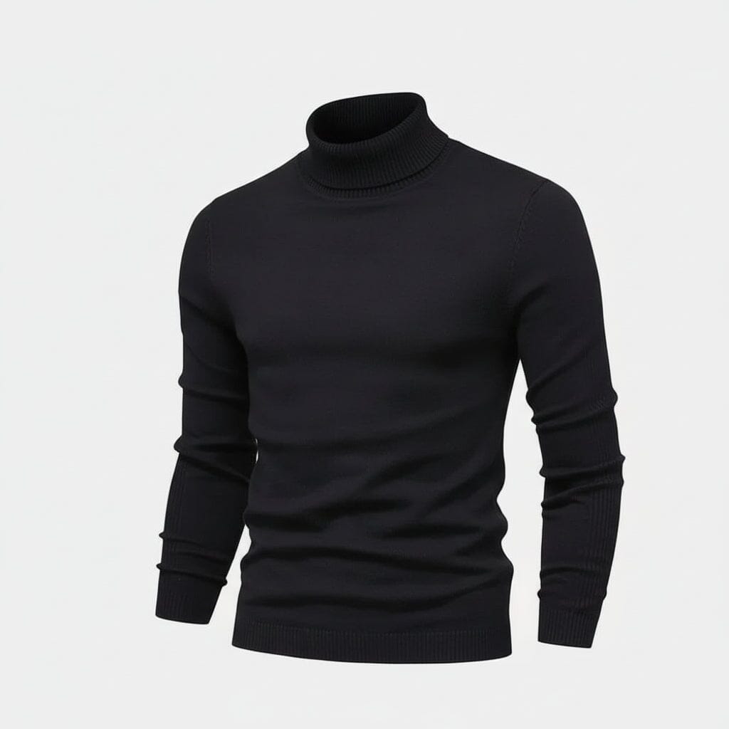 Rollkragenpullover aus Zopfmusterwolle Edelherr Schwarz S 