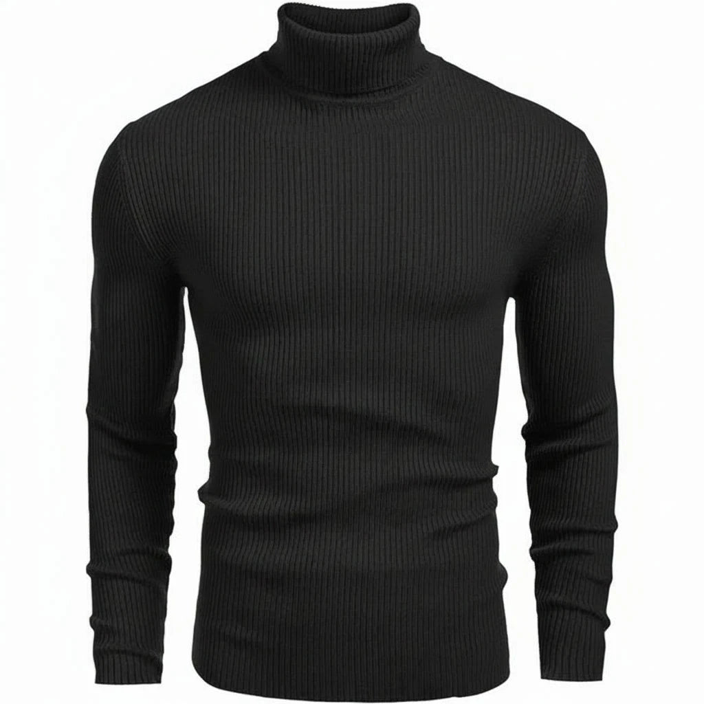 Rollkragenpullover, klassischer Strickpullover Edelherr Schwarz S 