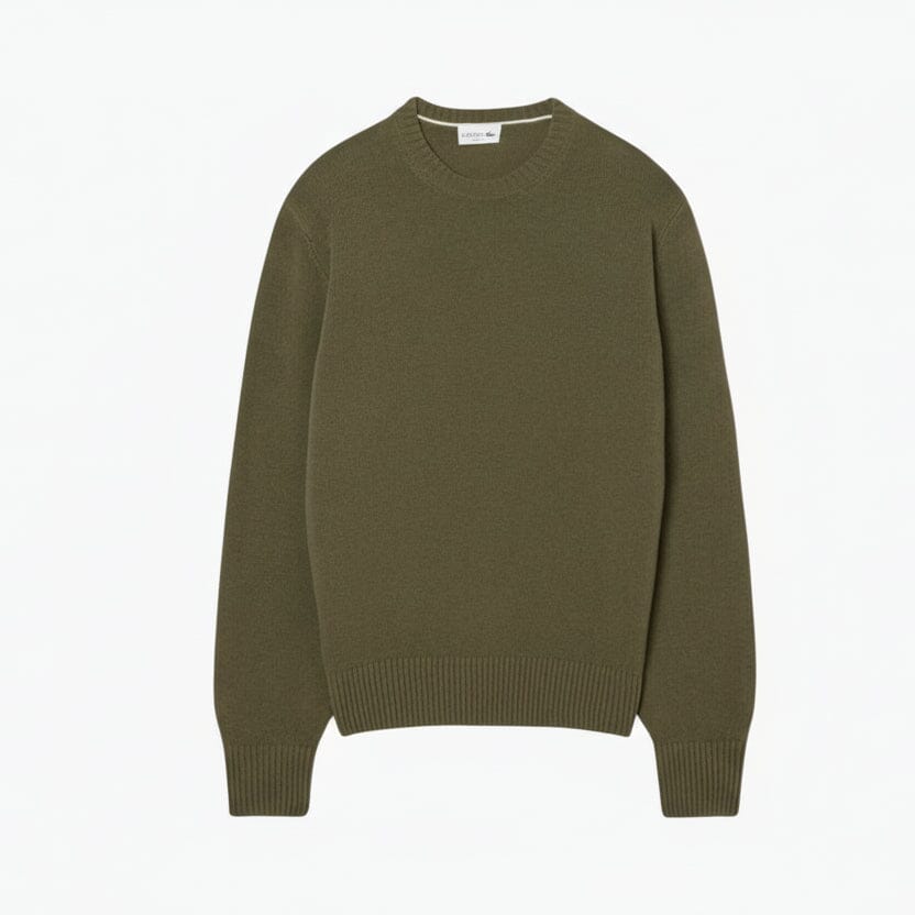 Rundhalspullover aus kardierter Wolle Edelherr Khakigrün S 