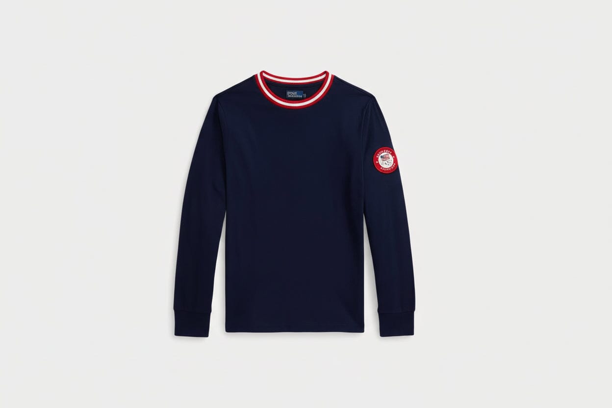 Team USA Polo Bear Baumwoll-T-Shirt Edelherr Veredeltes Marineblau S 