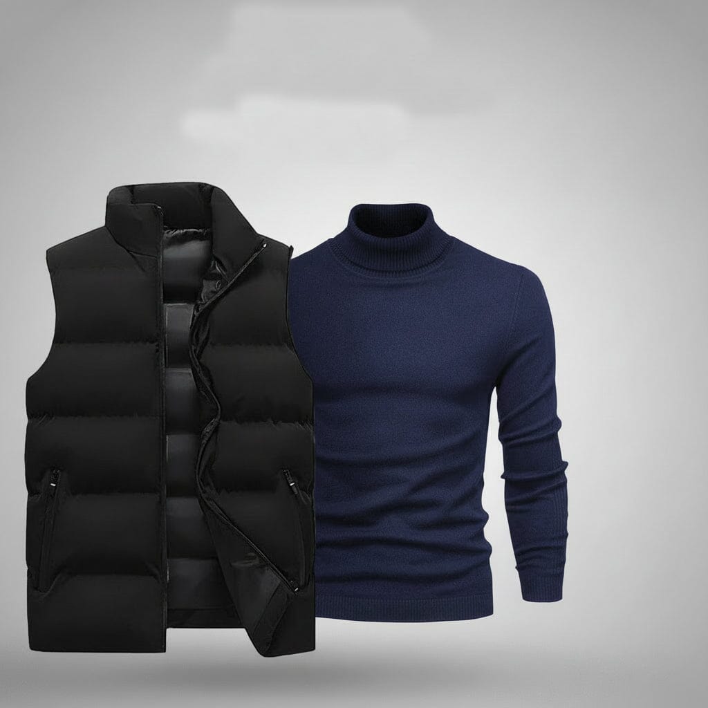 Weste + Gratis-Pullover Edelherr Schwarz Blau M