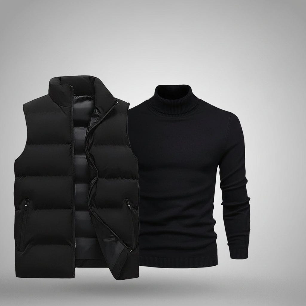 Weste + Gratis-Pullover Edelherr Schwarz Schwarz M