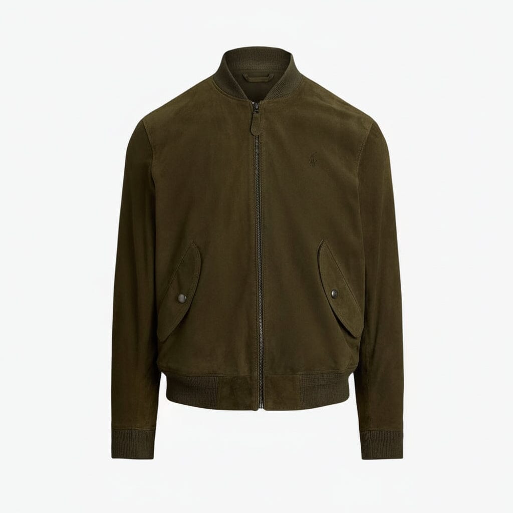 Wildleder-Bomberjacke Edelherr Dunkler Loden S 