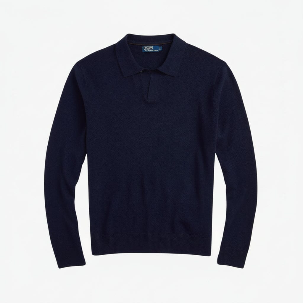 Wollpullover mit Johnny-Kragen Edelherr Marineblau S 