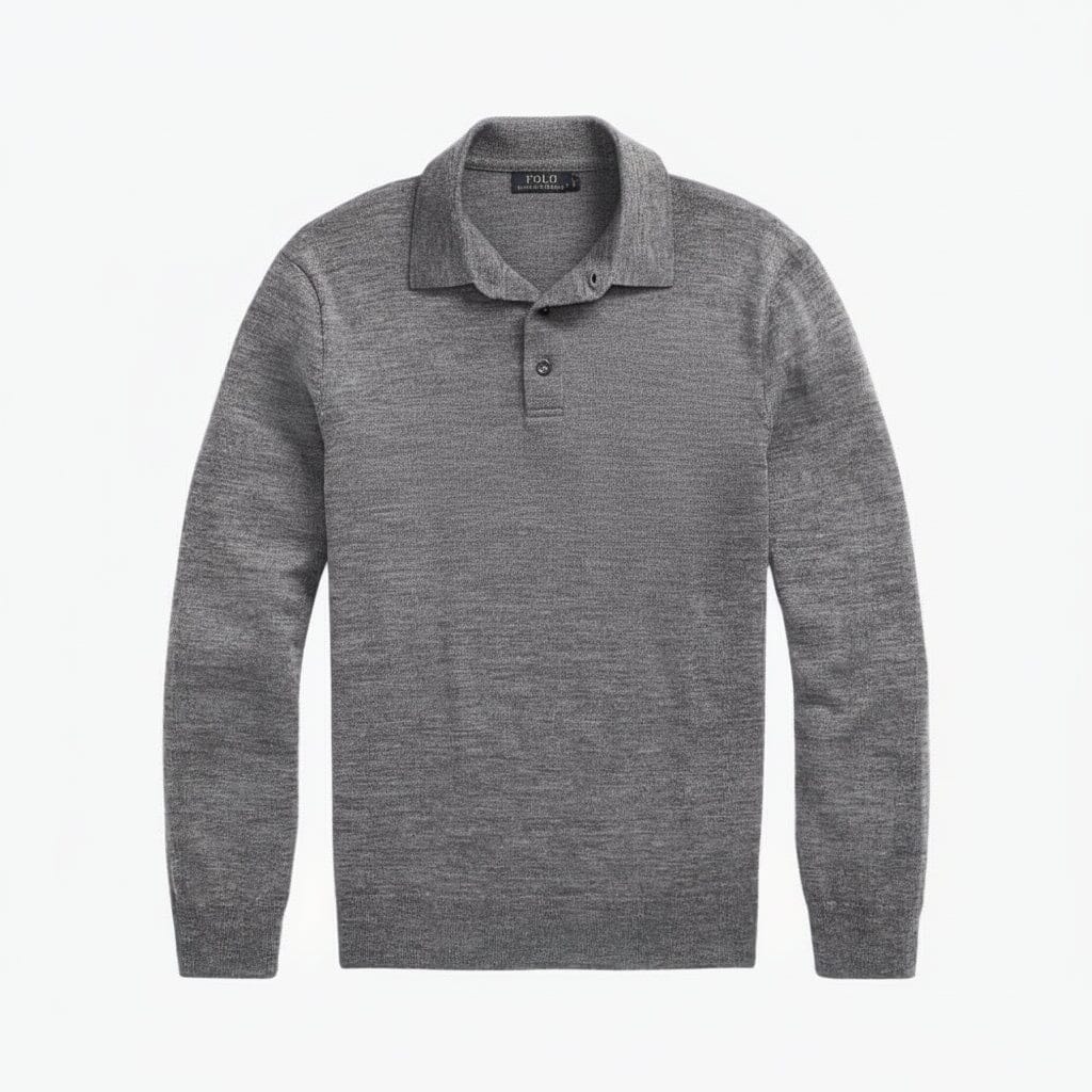 Wollpullover mit Polokragen Edelherr Grau S 